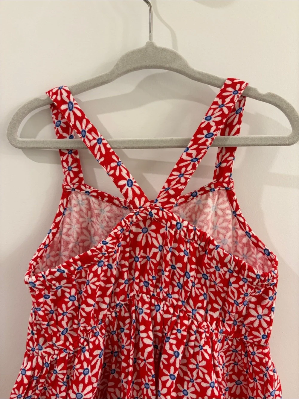 Cat & Jack Red Floral Button-Front Sundress with Blue Accents